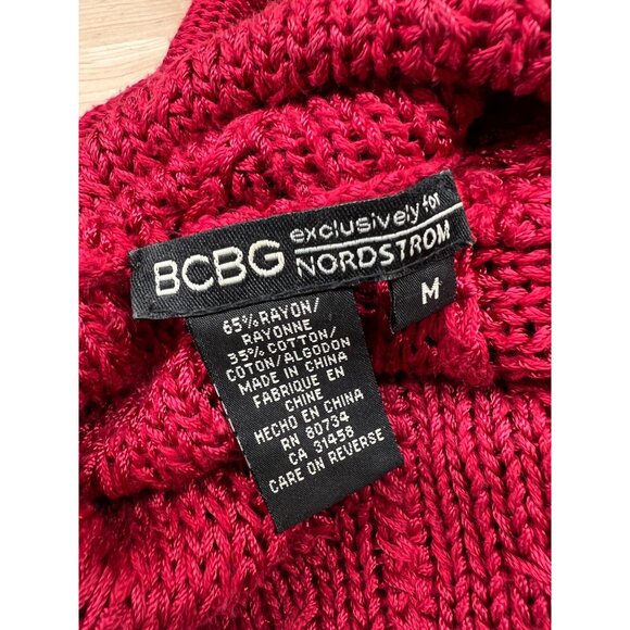 BCBG Nordstrom Vintage Sleeveless Knit Cowl Neck Sweater Red Size Medium - Picture 6 of 8